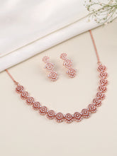 Embrace Luxe CZ Necklace Earrings Set - Rose Gold