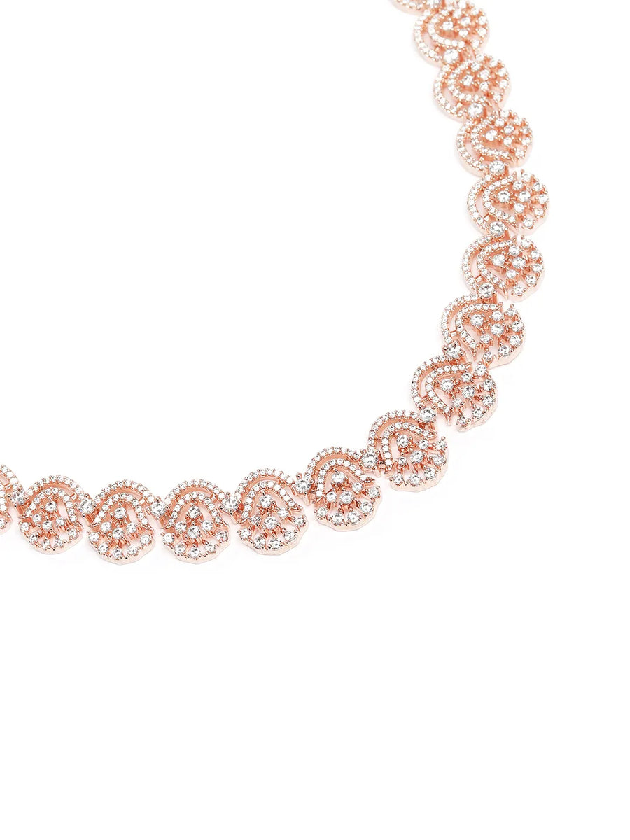 Embrace Luxe CZ Necklace Earrings Set - Rose Gold