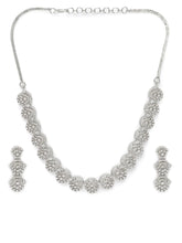 Embrace Luxe CZ Necklace Earrings Set - Silver