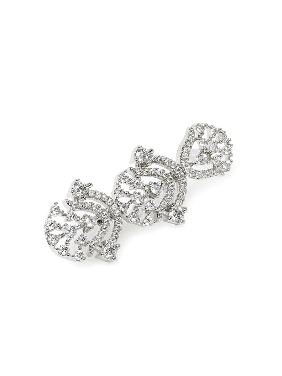 Embrace Luxe CZ Necklace Earrings Set - Silver