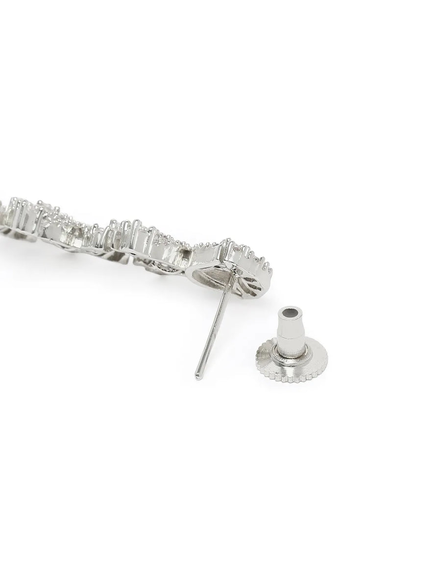 Embrace Luxe CZ Necklace Earrings Set - Silver