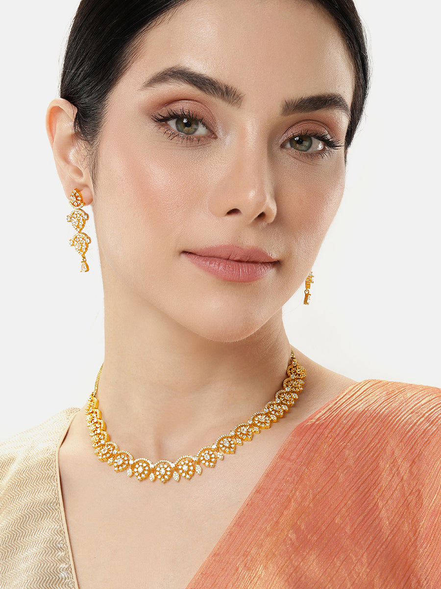 CZ Necklace Set with Sparkling Precision