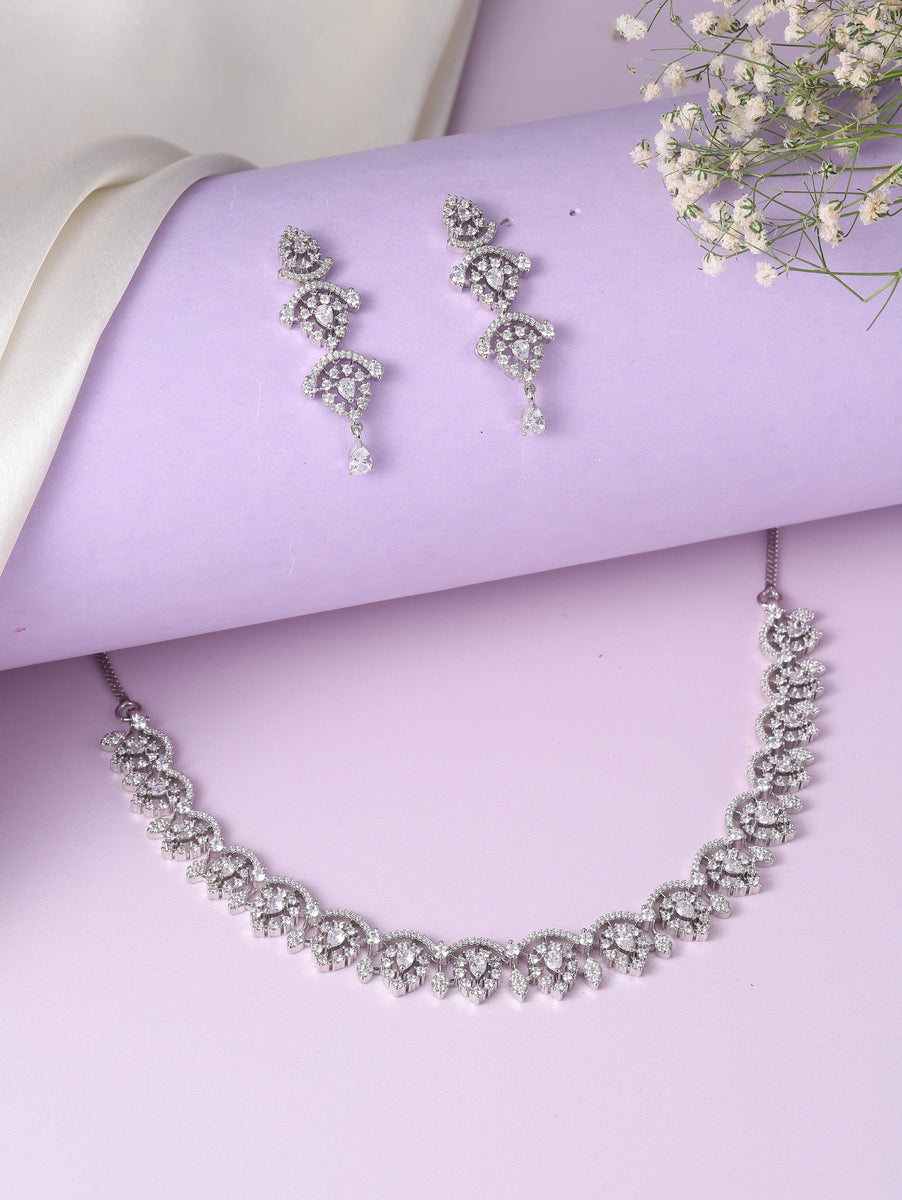 Pure Essence CZ Studded Necklace Set