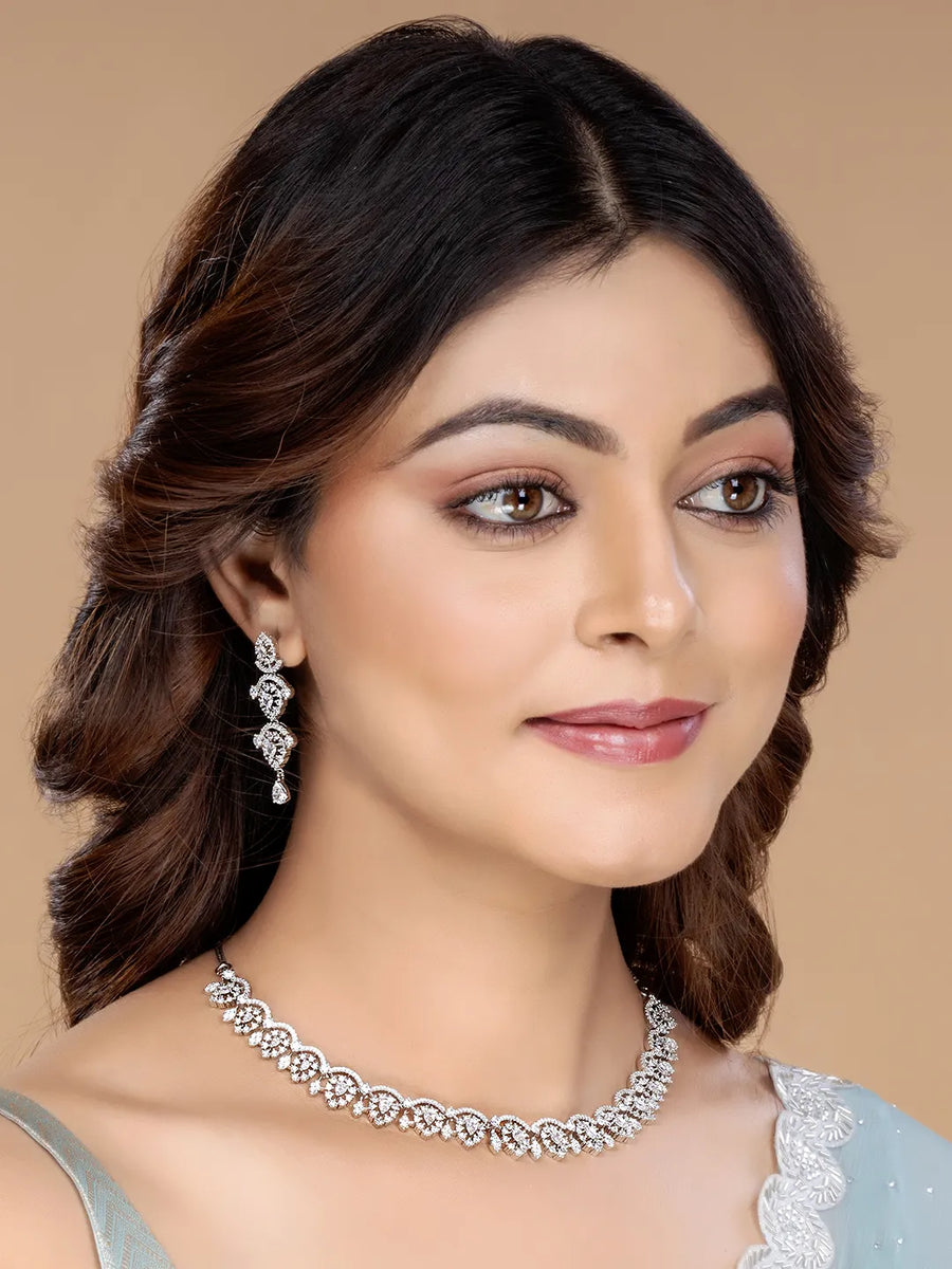 Pure Essence CZ Studded Necklace Set