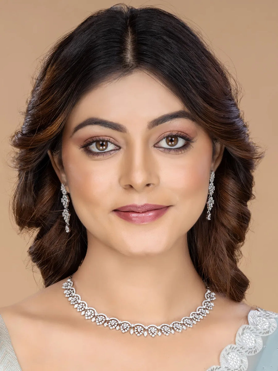 Pure Essence CZ Studded Necklace Set