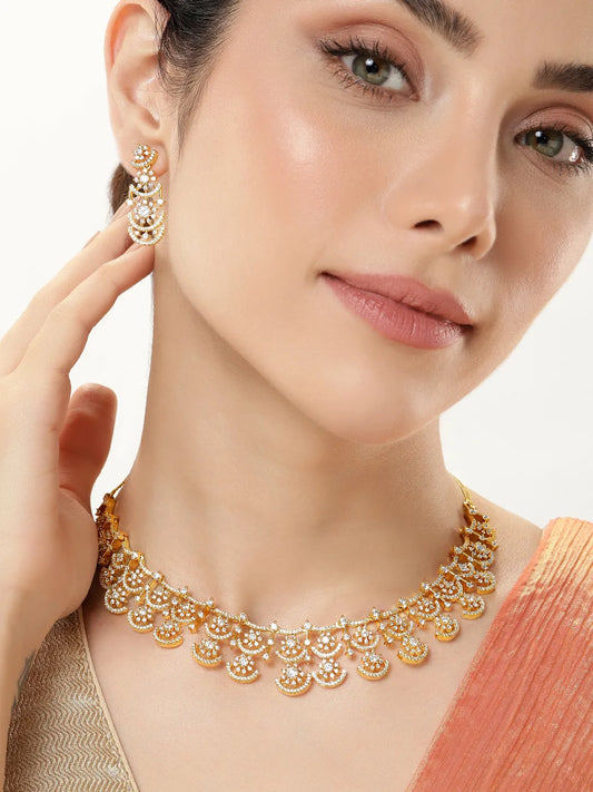 High End CZ Studded Necklace Set