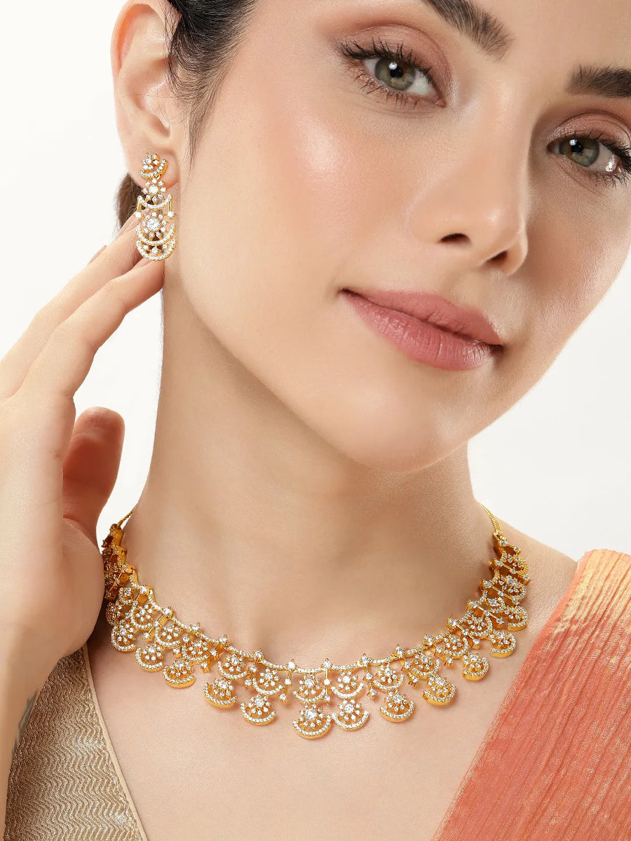 High End CZ Studded Necklace Set