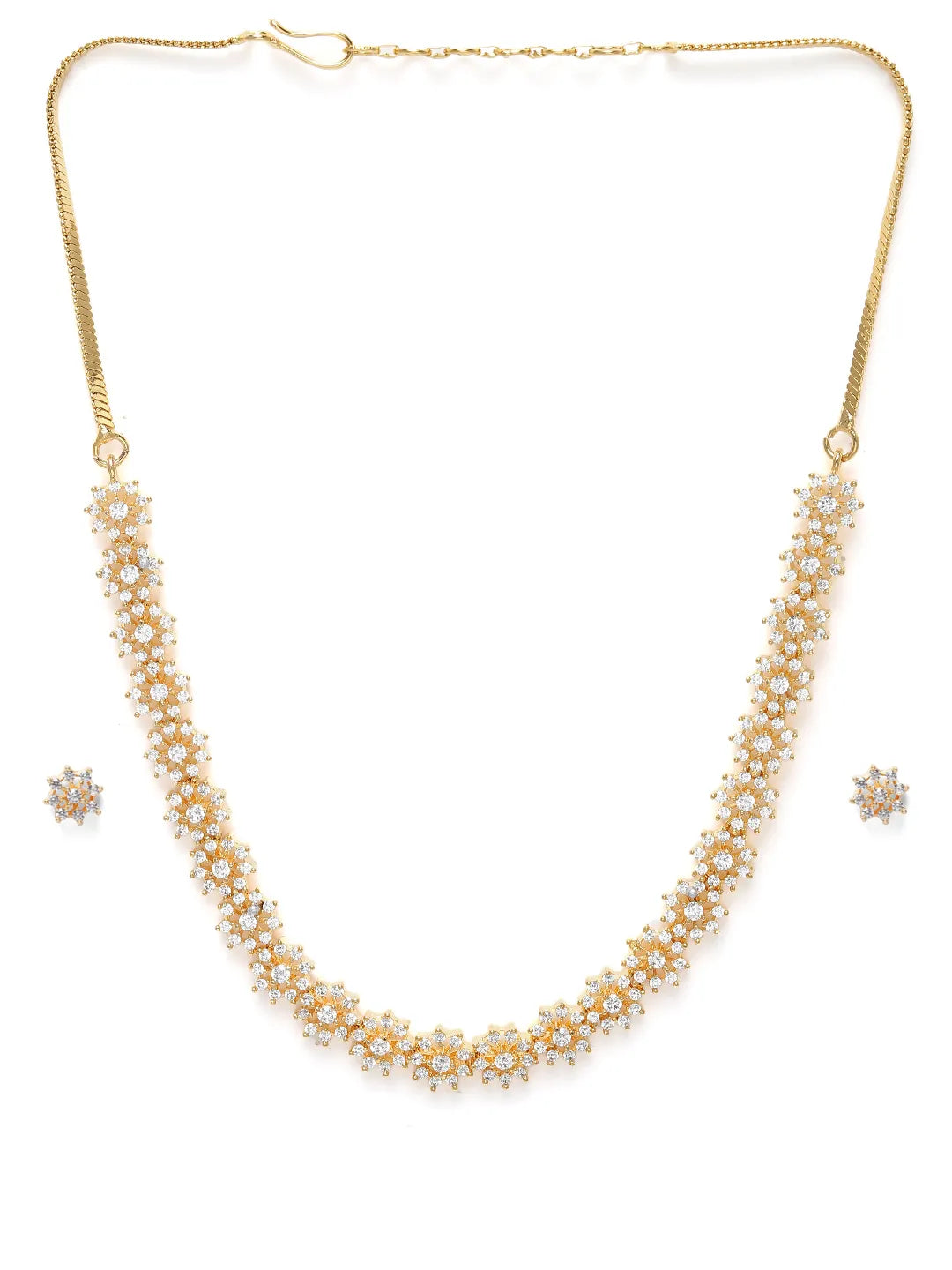 Shimmering CZ Floral Necklace Set
