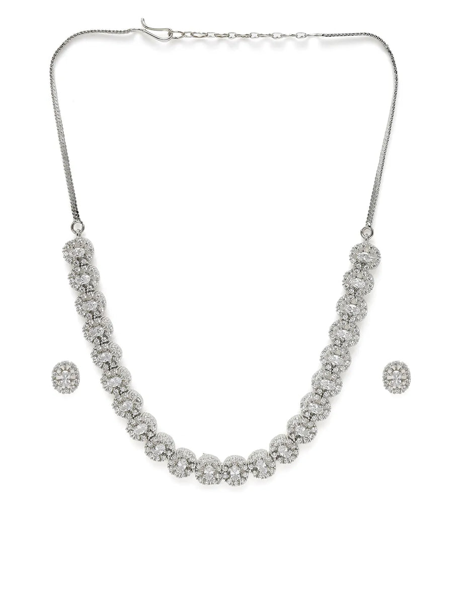 Luxe Halo CZ Necklace & Earrings Set