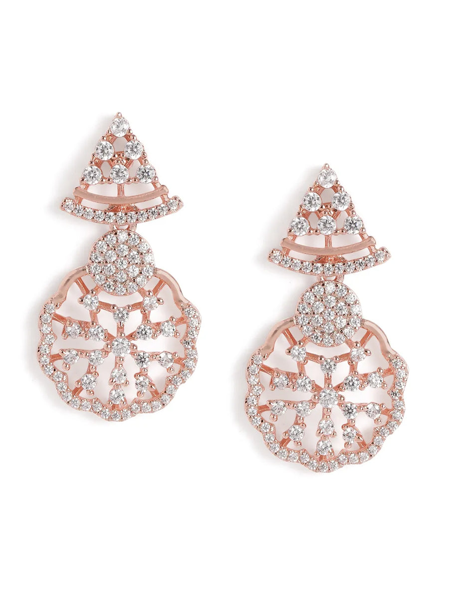 Timeless Floral CZ Necklace Earrings Set