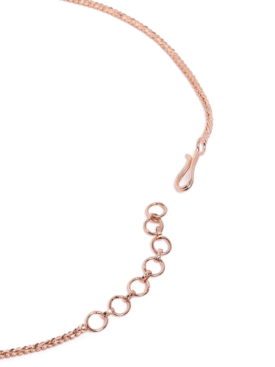 Ruby Oval Link Necklace with Earring - Rose Gold - Red