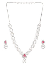 Ruby Oval Link Necklace with Earring