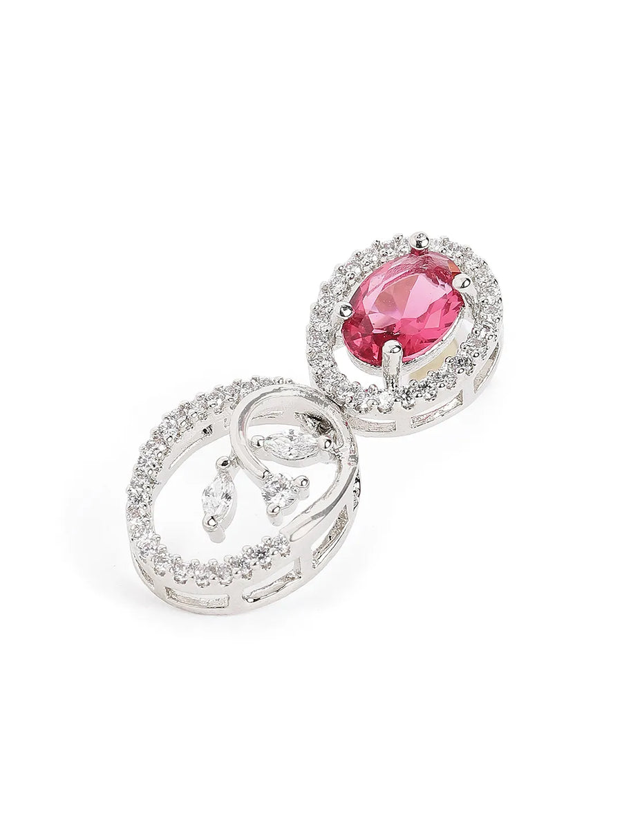 Ruby Oval Link Necklace with Earring