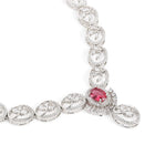 Ruby Oval Link Necklace with Earring