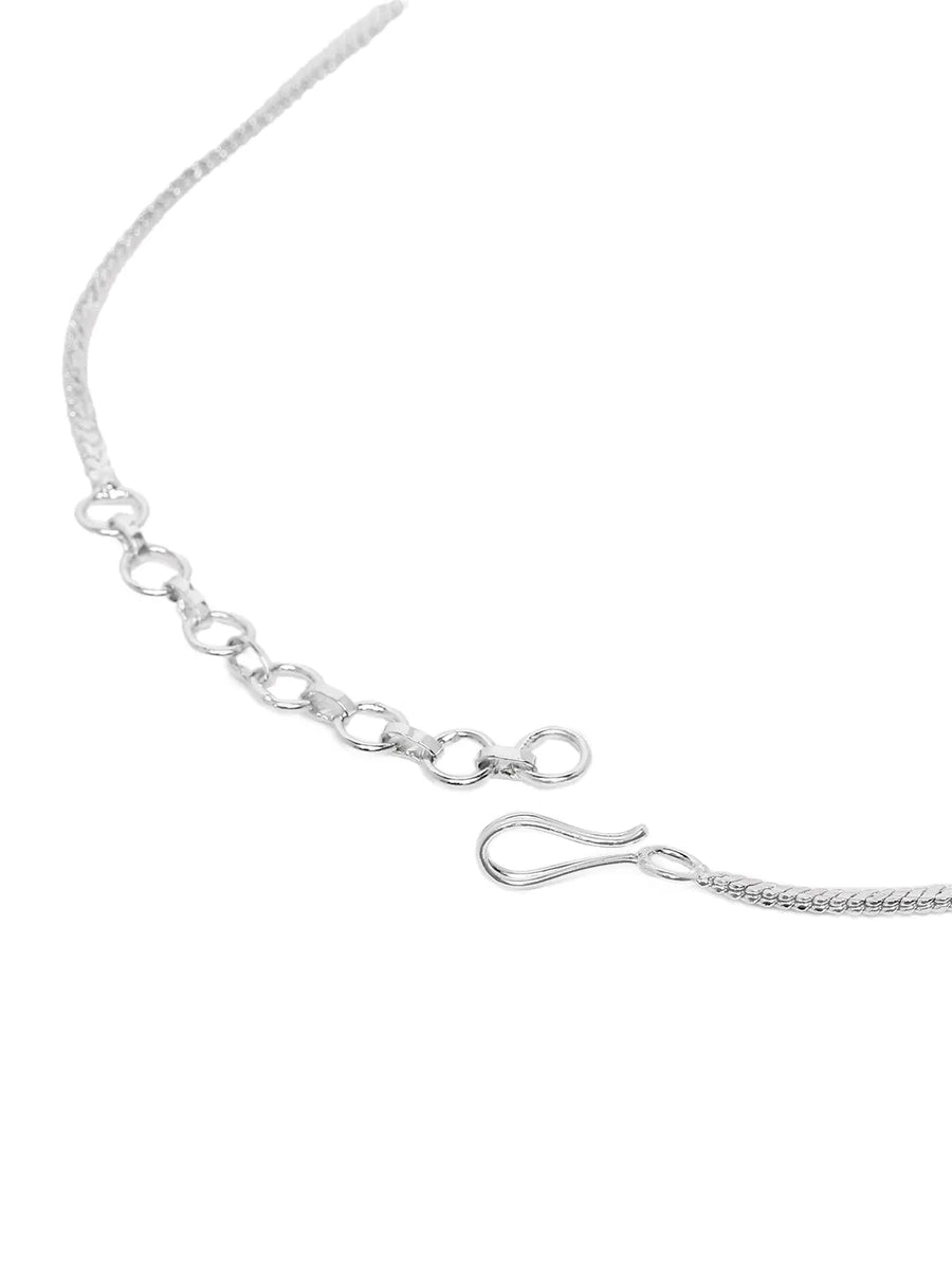 Ruby Oval Link Necklace with Earring - Silver - White