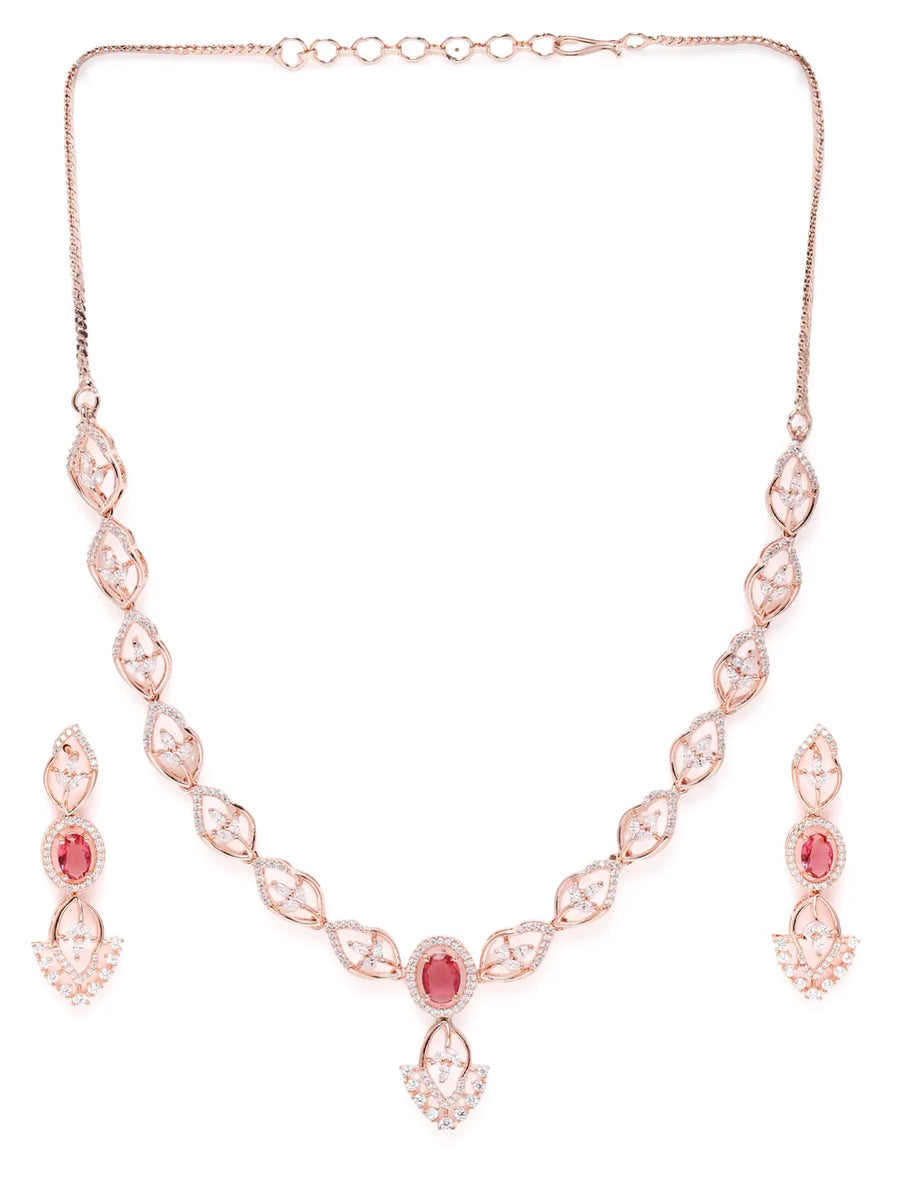 Stylish Crystal CZ Linked Necklace Set