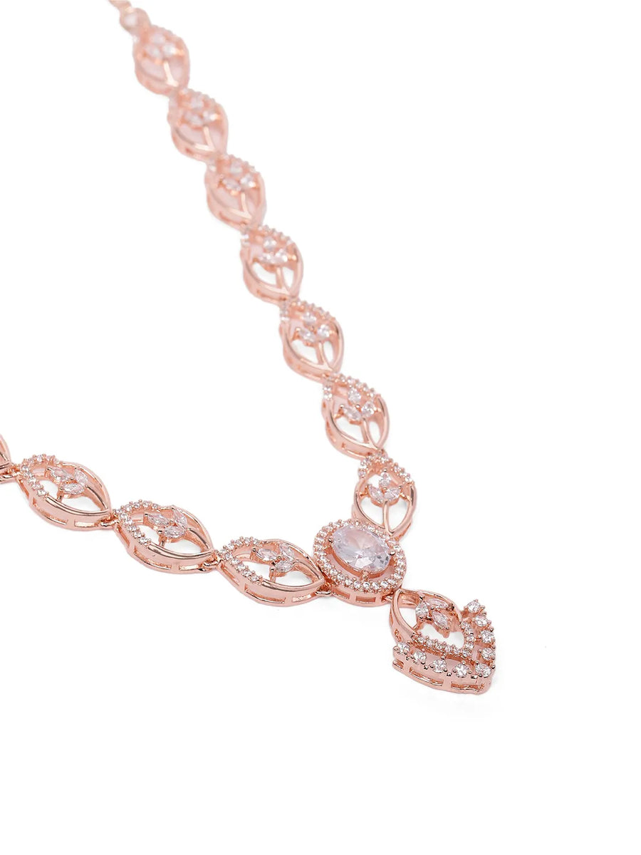 Stylish Crystal CZ Linked Necklace Set