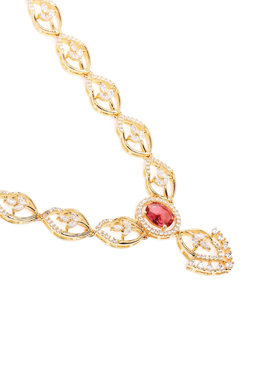 Stylish Crystal CZ Linked Necklace Set