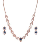 Royal Crystal Elegance Necklace Set - Rose Gold Blue