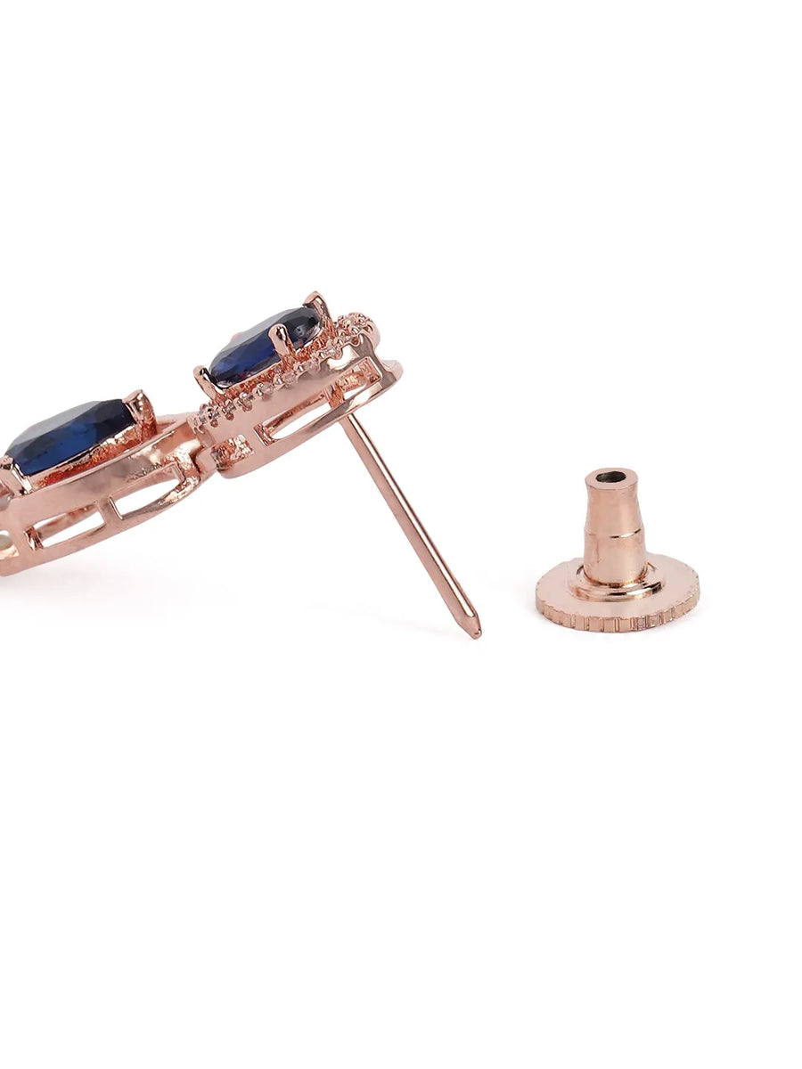 Royal Crystal Elegance Necklace Set - Rose Gold Blue