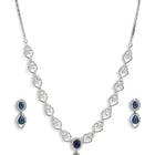 Royal Crystal Elegance Necklace Set - Silver Blue