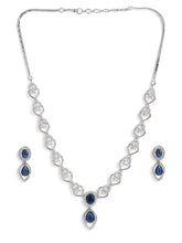 Royal Crystal Elegance Necklace Set - Silver Blue