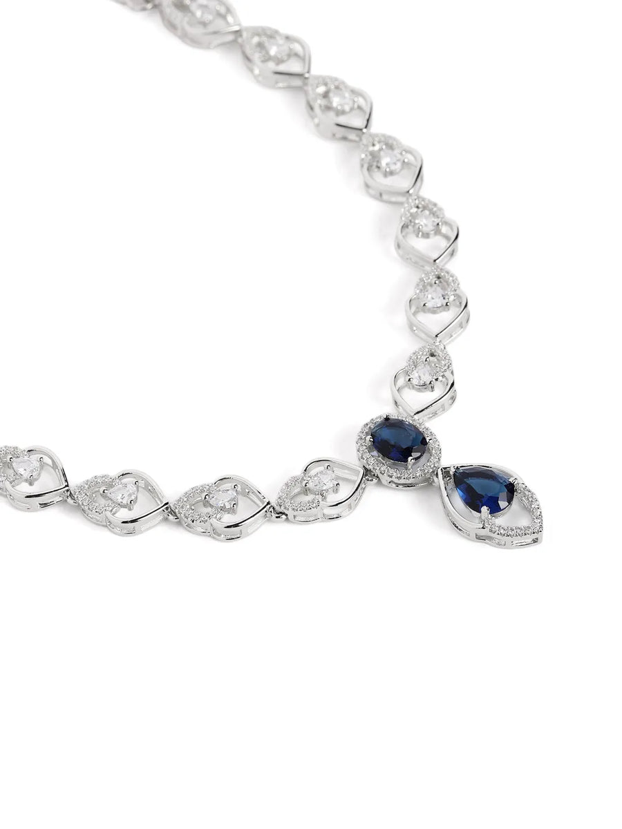 Royal Crystal Elegance Necklace Set - Silver Blue