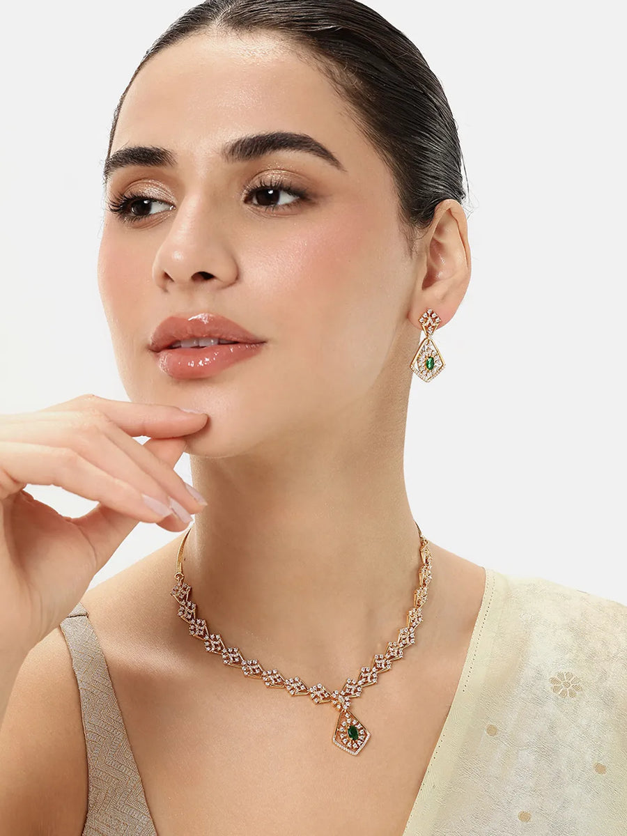 Glam Crystal Square Necklace Set