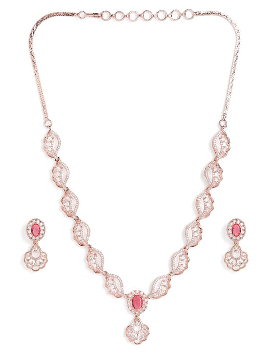 CZ Stone Twist Design Necklace Set