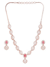 CZ Stone Twist Design Necklace Set