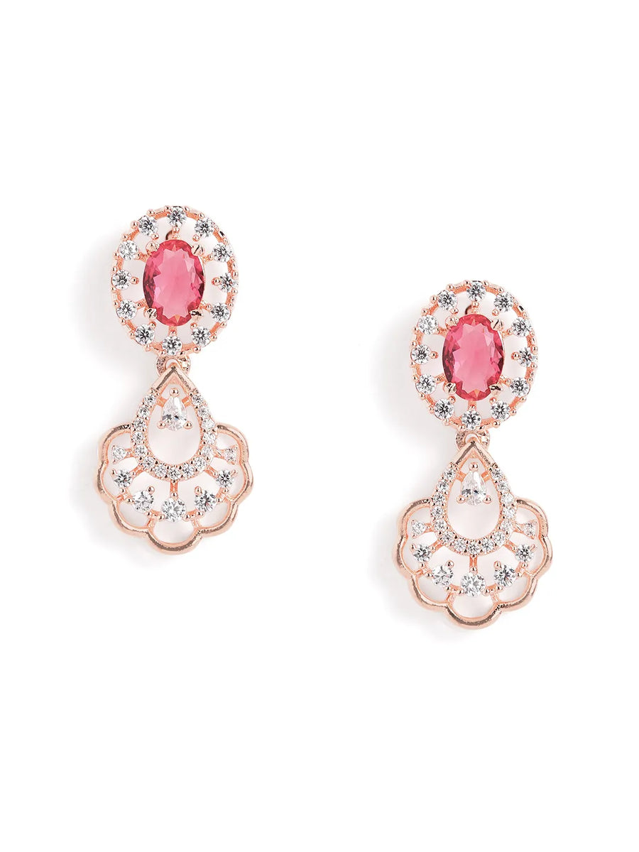 CZ Stone Twist Design Necklace Set