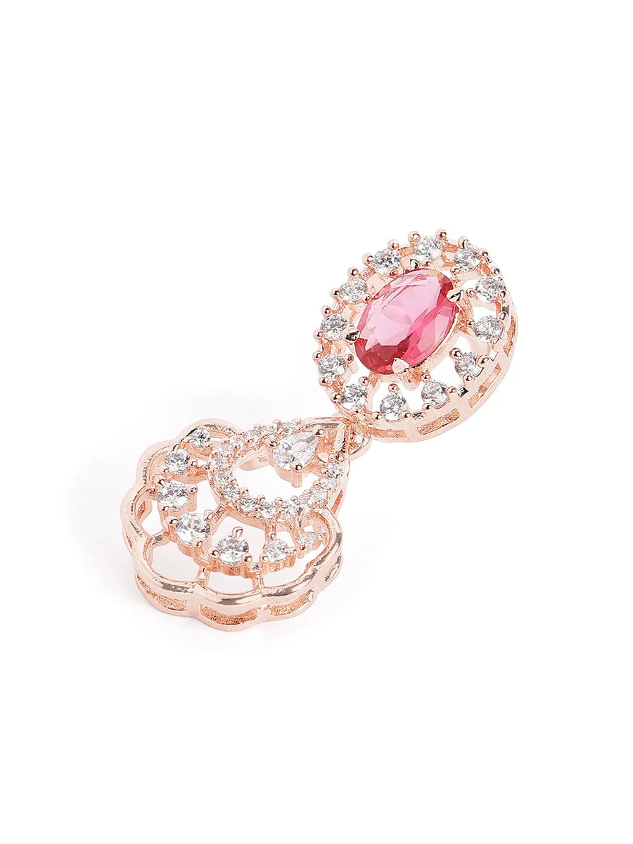 CZ Stone Twist Design Necklace Set