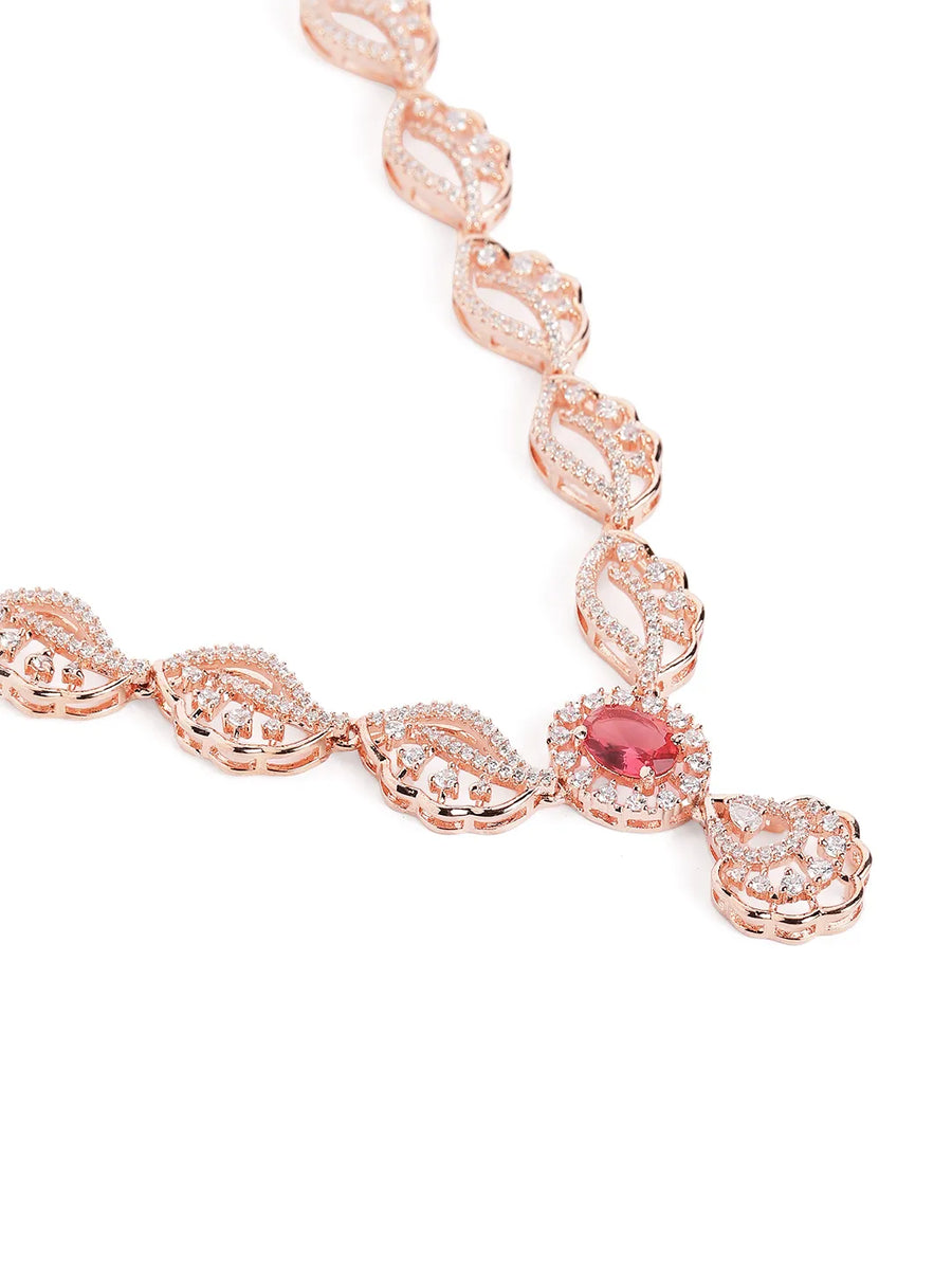 CZ Stone Twist Design Necklace Set