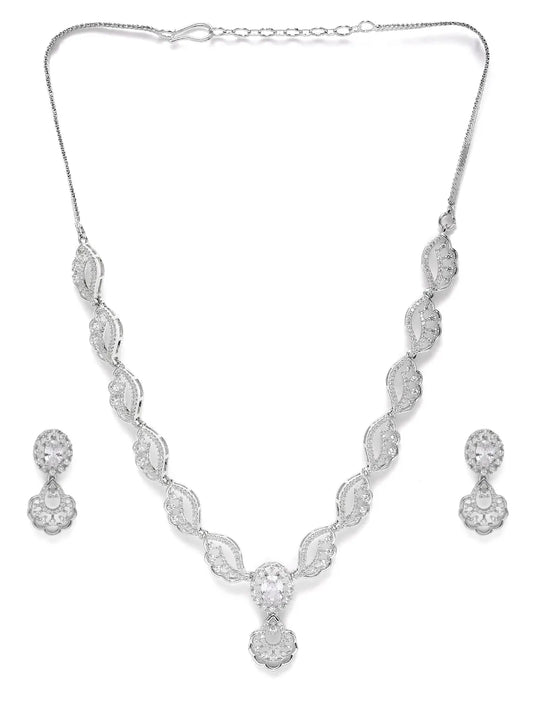 CZ Stone Twist Design Necklace Set