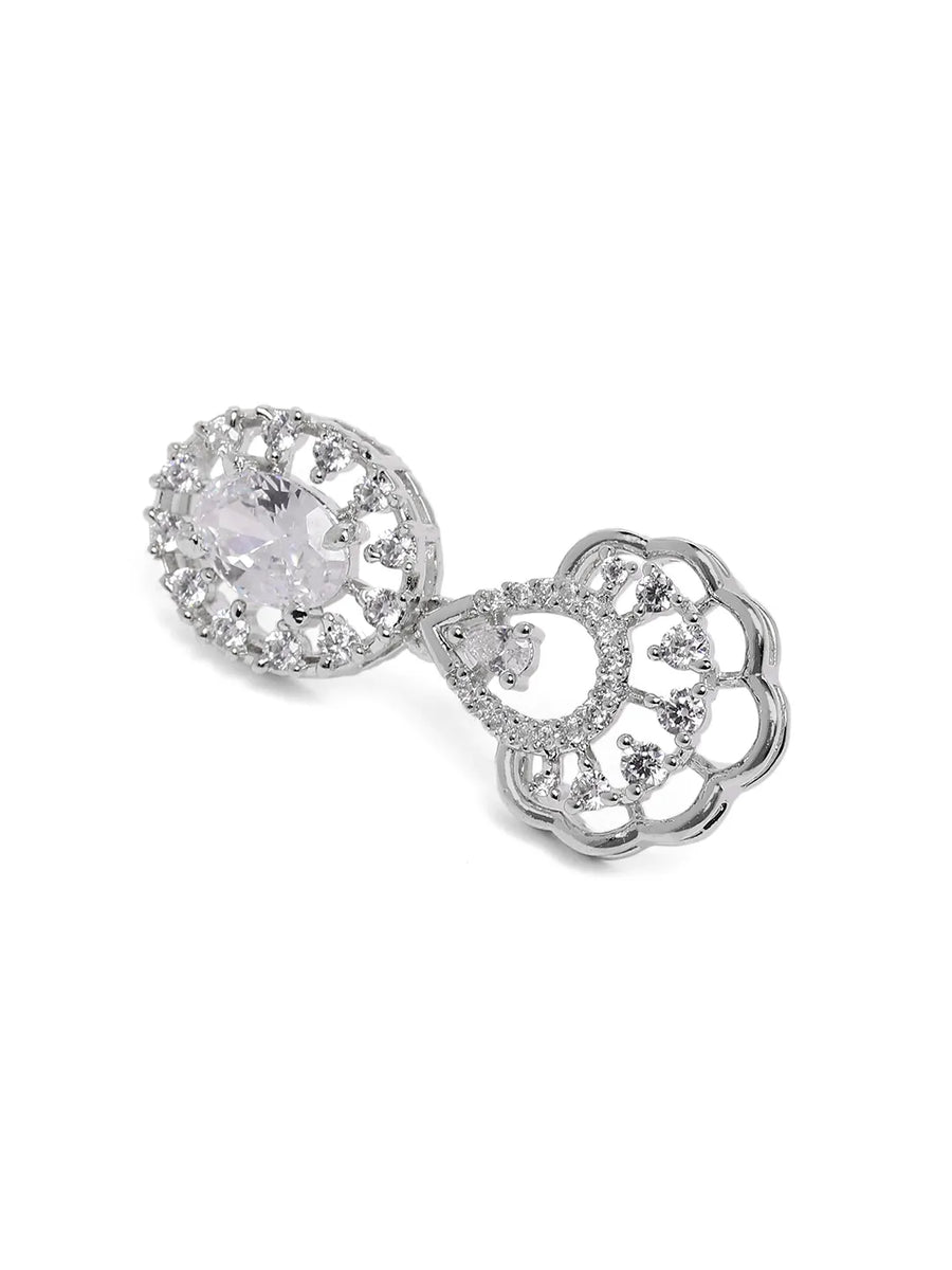 CZ Stone Twist Design Necklace Set