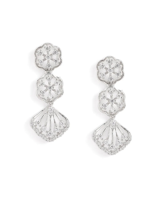 Ethereal Shell CZ Necklace Set - Silver