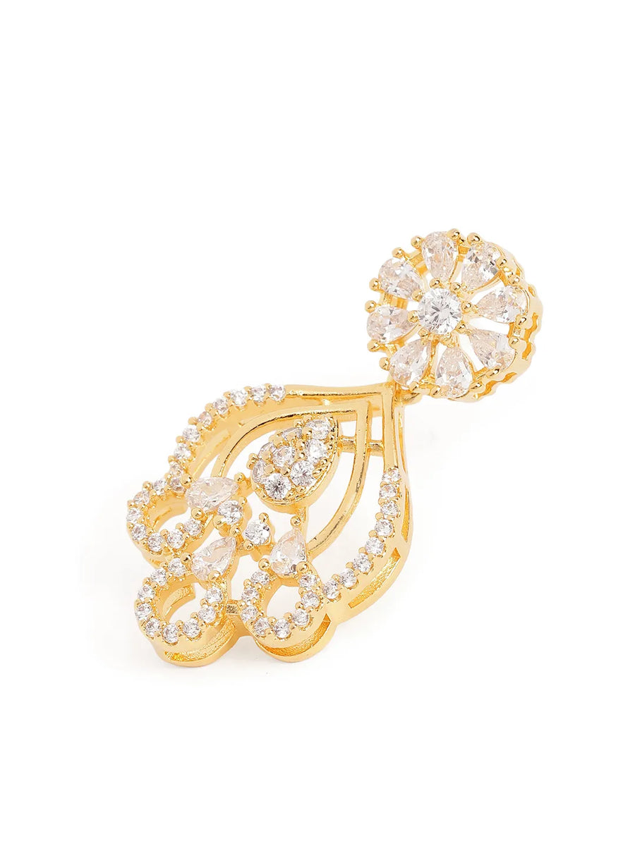 Sparkling Floral Charm CZ Necklace Set