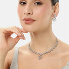 Classic CZ Filigree Pattern Necklace Set