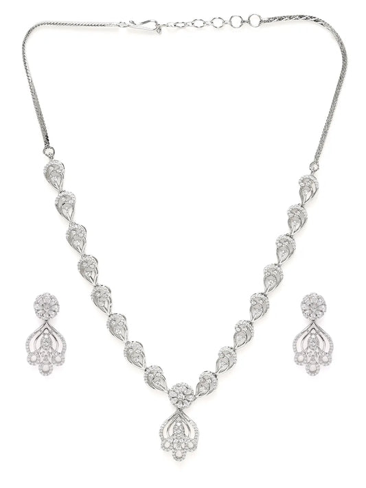 Classic CZ Filigree Pattern Necklace Set