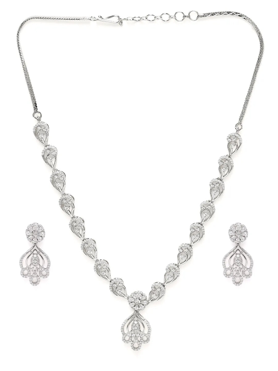 Classic CZ Filigree Pattern Necklace Set