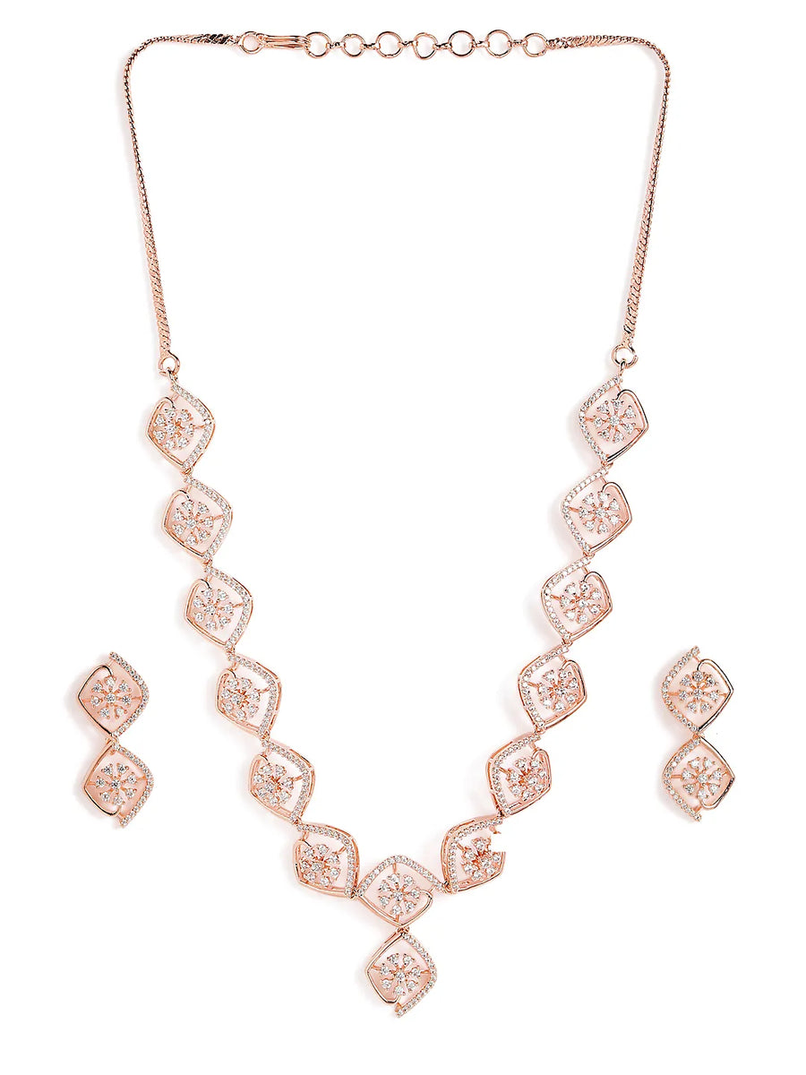 Timeless Petal Grace CZ Necklace Set