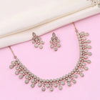 CZ Teardrop Halo Necklace Set - Rose Gold
