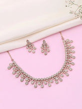 CZ Teardrop Halo Necklace Set - Rose Gold