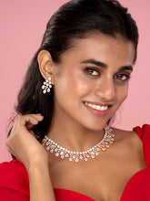 CZ Teardrop Halo Necklace Set - Rose Gold