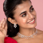 CZ Teardrop Halo Necklace Set - Rose Gold