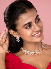 CZ Teardrop Halo Necklace Set - Rose Gold