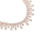 CZ Teardrop Halo Necklace Set - Rose Gold