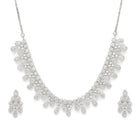 CZ Teardrop Halo Necklace Set - Silver