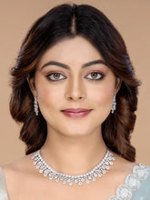 CZ Teardrop Halo Necklace Set - Silver