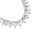CZ Teardrop Halo Necklace Set - Silver